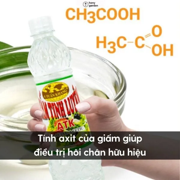Giấm ăn chứa Axit axetic giúp tiêu diệt vi khuẩn gây mùi hôi chân