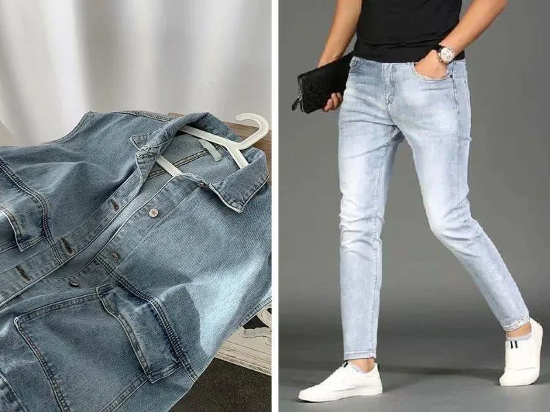 Phong Cách Denim On Denim Với Áo Khoác Jean Sát Nách Và Quần Jean Cá Tính